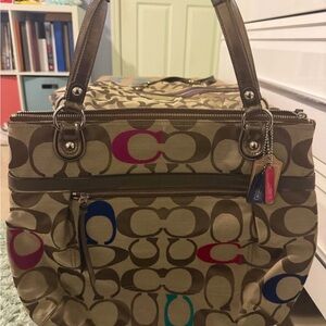 Coach Brown Multicolor Signature Tote